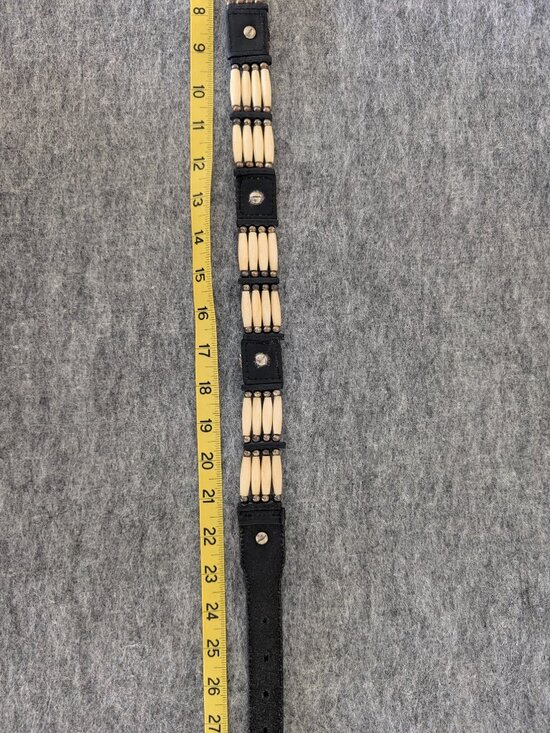 Tommy Bahama Womens Western Concho Leather Belt Black Bone Accent Y2k Approx 26\